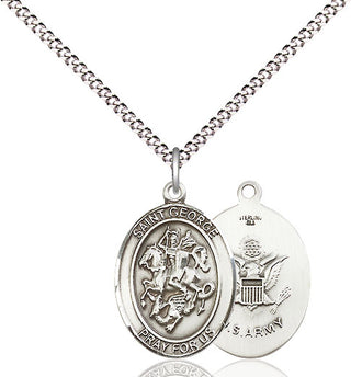 Sterling Silver Saint George Army Medal Religious Jewelry