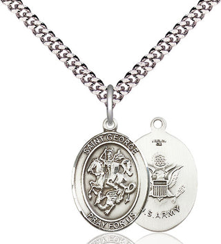 Sterling Silver Saint George Army Medal Religious Jewelry