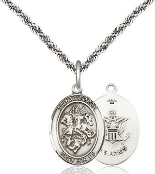 Sterling Silver Saint George Army Medal Religious Jewelry