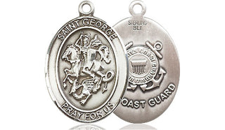 Sterling Silver Saint George Coast Guard Medal Religious Jewelry