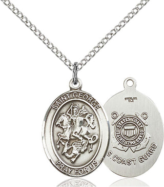 Sterling Silver Saint George Coast Guard Medal Religious Jewelry