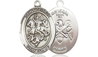 Sterling Silver Saint George National Guard Medal Religious Jewelry