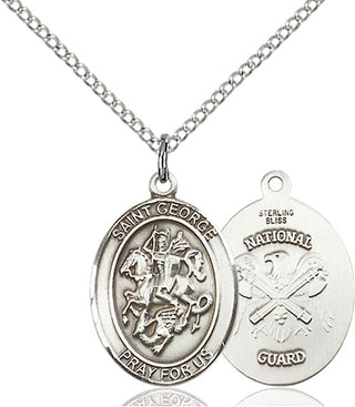 Sterling Silver Saint George National Guard Medal Religious Jewelry