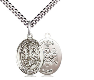 Sterling Silver Saint George National Guard Medal Religious Jewelry