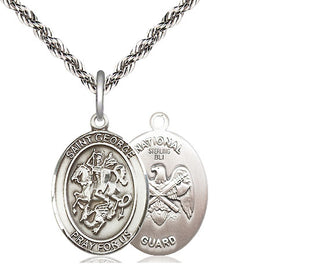 Sterling Silver Saint George National Guard Medal Religious Jewelry