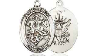 Sterling Silver Saint George Navy Medal Religious Jewelry
