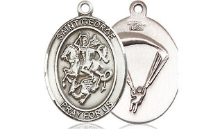Sterling Silver Saint George Paratrooper Medal Religious Jewelry