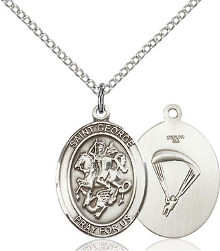 Sterling Silver Saint George Paratrooper Medal Religious Jewelry
