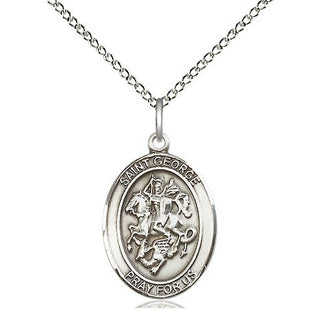 Sterling Silver Saint George Medal Religious Jewelry Engraved Catholic Saint Jewelry
