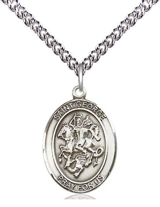 Sterling Silver Saint George Medal Religious Jewelry Engraved Catholic Saint Jewelry