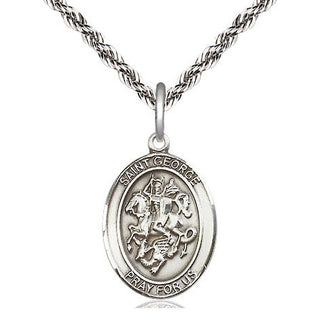 Sterling Silver Saint George Medal Religious Jewelry Engraved Catholic Saint Jewelry