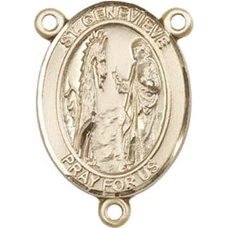 14kt Gold Saint Genevieve Rosary Center Rosary Center Engraved Catholic Saint Jewelry