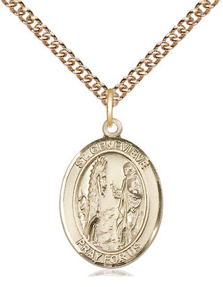 14kt Gold Filled Saint Genevieve Medal Religious Jewelry Engraved Catholic Saint Jewelry