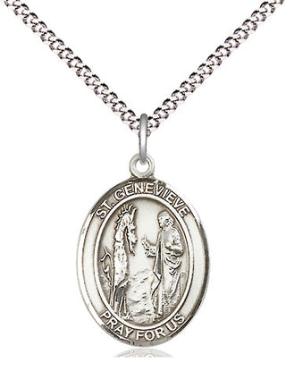 Pewter Saint Genevieve Medal Religious Jewelry Engraved Catholic Saint Jewelry
