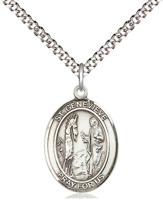 Pewter Saint Genevieve Medal Religious Jewelry Engraved Catholic Saint Jewelry