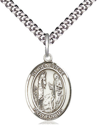 Pewter Saint Genevieve Medal Religious Jewelry Engraved Catholic Saint Jewelry