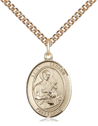 14kt Gold Saint Gerard Majella Medal Engraved Catholic Saint Jewelry