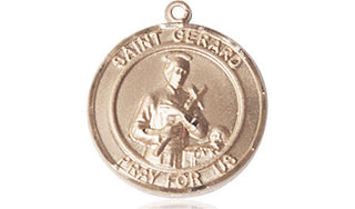 14kt Gold Saint Gerard Medal Engraved Catholic Saint Jewelry