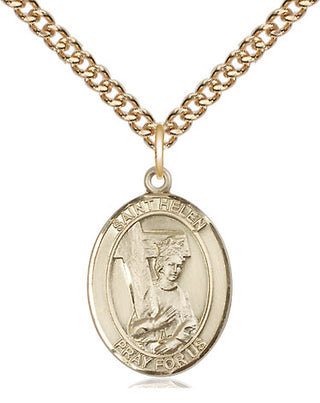 14kt Gold Filled Saint Helen Medal Religious Jewelry Engraved Catholic Saint Jewelry
