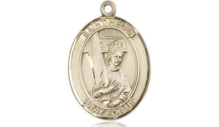 14kt Gold Saint Helen Medal Engraved Catholic Saint Jewelry