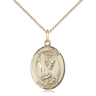 14kt Gold Saint Helen Medal Engraved Catholic Saint Jewelry