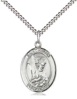 Sterling Silver Saint Helen Medal Religious Jewelry Engraved Catholic Saint Jewelry