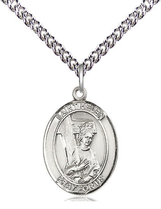Sterling Silver Saint Helen Medal Religious Jewelry Engraved Catholic Saint Jewelry