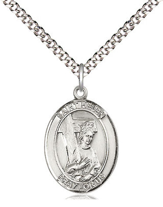 Sterling Silver Saint Helen Medal Religious Jewelry Engraved Catholic Saint Jewelry