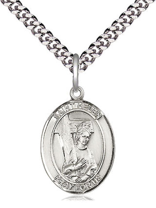 Sterling Silver Saint Helen Medal Religious Jewelry Engraved Catholic Saint Jewelry