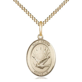 14kt Gold Filled Holy Spirit Medal Religious Jewelry Engraved Catholic Saint Jewelry