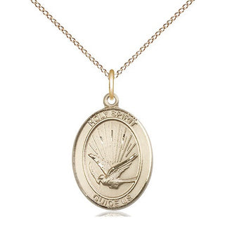 14kt Gold Filled Holy Spirit Medal Religious Jewelry Engraved Catholic Saint Jewelry