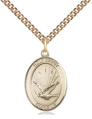 14kt Gold Filled Holy Spirit Medal Religious Jewelry Engraved Catholic Saint Jewelry