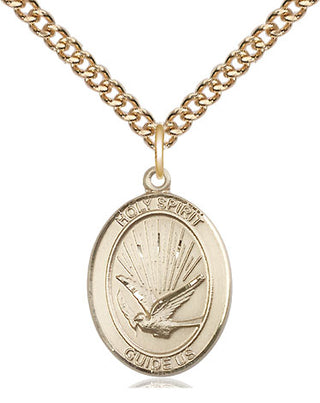 14kt Gold Filled Holy Spirit Medal Religious Jewelry Engraved Catholic Saint Jewelry