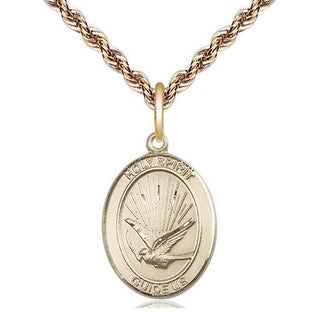 14kt Gold Filled Holy Spirit Medal Religious Jewelry Engraved Catholic Saint Jewelry
