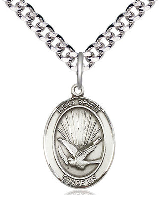 Pewter Holy Spirit Medal Religious Jewelry Engraved Catholic Saint Jewelry