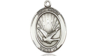 Sterling Silver Holy Spirit Medal Engraved Catholic Saint Jewelry