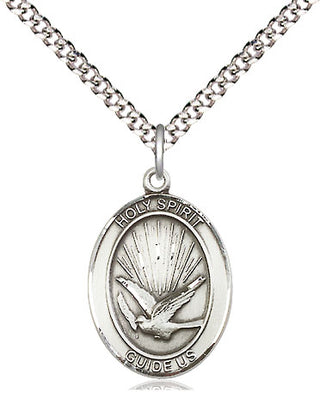 Sterling Silver Holy Spirit Medal Religious Jewelry Engraved Catholic Saint Jewelry