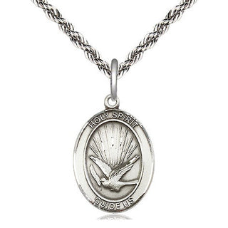 Sterling Silver Holy Spirit Medal Religious Jewelry Engraved Catholic Saint Jewelry