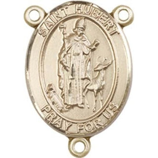 14kt Gold Saint Hubert of Liege Rosary Center Rosary Center Engraved Catholic Saint Jewelry
