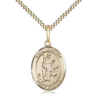 14kt Gold Filled Saint Hubert of Liege Medal Religious Jewelry Engraved Catholic Saint Jewelry