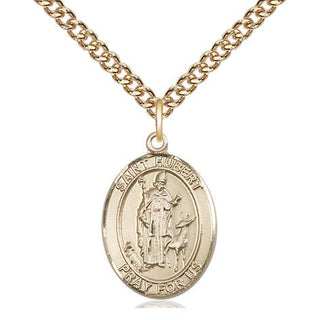 14kt Gold Filled Saint Hubert of Liege Medal Religious Jewelry Engraved Catholic Saint Jewelry