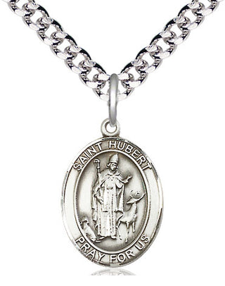 Pewter Saint Hubert of Liege Medal Religious Jewelry Engraved Catholic Saint Jewelry