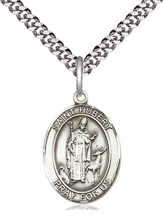 Pewter Saint Hubert of Liege Medal Religious Jewelry Engraved Catholic Saint Jewelry
