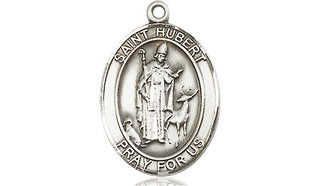 Pewter Saint Hubert of Liege Medal Engraved Catholic Saint Jewelry