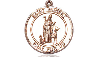 14kt Gold Filled Saint Hubert of Liege Medal Engraved Catholic Saint Jewelry