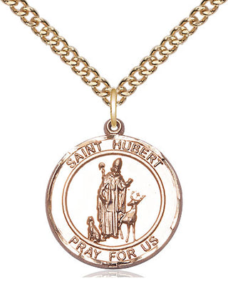 14kt Gold Filled Saint Hubert of Liege Medal Religious Jewelry Engraved Catholic Saint Jewelry