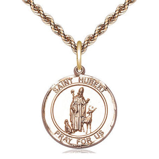 14kt Gold Filled Saint Hubert of Liege Medal Religious Jewelry Engraved Catholic Saint Jewelry