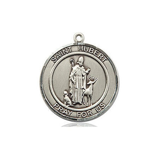 Sterling Silver Saint Hubert of Liege Medal Religious Jewelry Engraved Catholic Saint Jewelry