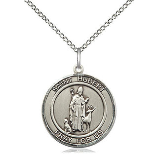 Sterling Silver Saint Hubert of Liege Medal Religious Jewelry Engraved Catholic Saint Jewelry