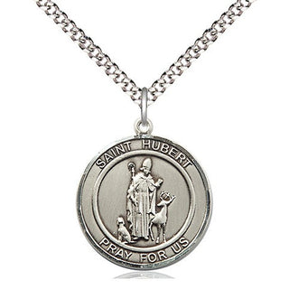 Sterling Silver Saint Hubert of Liege Medal Religious Jewelry Engraved Catholic Saint Jewelry